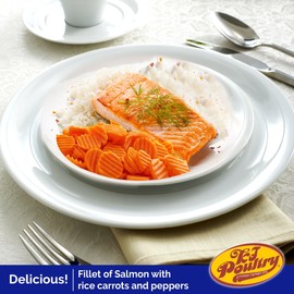 KJ Poultry Kosher Ready Meals - Salmon Fillet Fish, Parve MRE Meal Ready to Eat, Protein Food, Halal, (6 Pack) Prepared Entree Fully Cooked, Shelf Stable Microwave Dinner, Travel, Military, Camping
