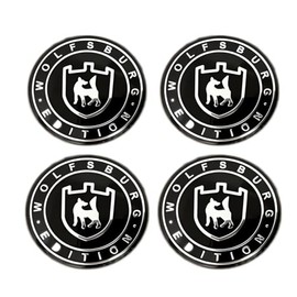 4Pc Wolfsburg Edition Emblem Car Wheel Center Hub Cap 3D Badge Decal Sticker Replacment for Wolfsburg (Black)