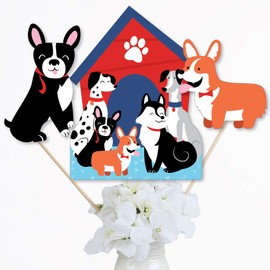 Pawty Like a Puppy - Dog Baby Shower or Birthday Party Centerpiece Sticks - Table Toppers - Set of 15