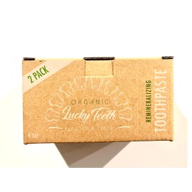Lucky Teeth Organic Toothpaste-All Natural, Remineralizes and Fortifies Teeth and Gums-Glass Bottle (4.5 oz 2 Pack)