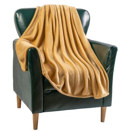 Flannel Blanket Fleece Throw Twin Size Yellow Mustard All Season Lightweight Plush Cozy Super Soft Luxury Couch Sofa Bed Blanket (Yellow Mustard, Twin 60x80)