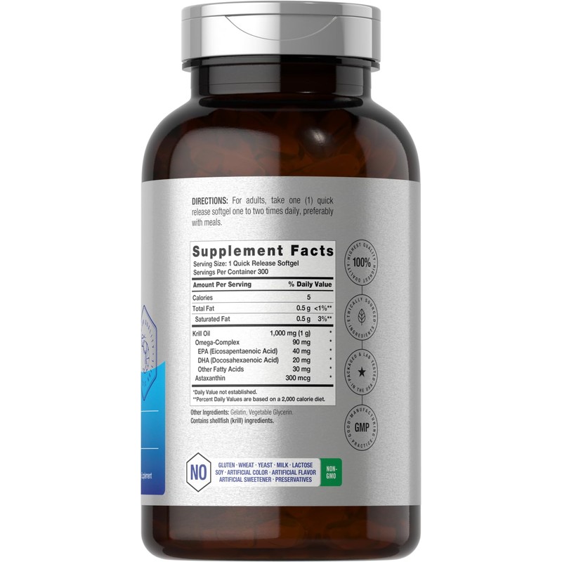 Horbäach Antarctic Krill Oil 1000mg Softgels | 300 Count |