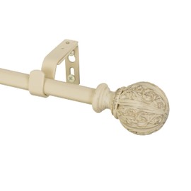 Decopolitan 5/8" Leaf Bay Window Curtain Rod Set, Antique White