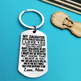 Inspirational Gift for Daughter Gift from Mom Daughter Keyring Keychain Encouragement Gift for Teen Girl Family Inspirational Keyring to Daughter from Mother Birthday Graduation Christmas Gifts