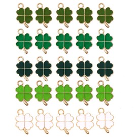 SURALIN 25pcs Lucky Charm Four Leaf Clover Four Leaf Clover Pendant Metal Necklaces Accessories DIY Small Gifts Lucky Charm, Metal