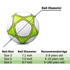 AYANICA Soccer Ball Size 3,4,5 Soft PU for Practice Training Gift Boys Girls Kid Come with Pump and Needle