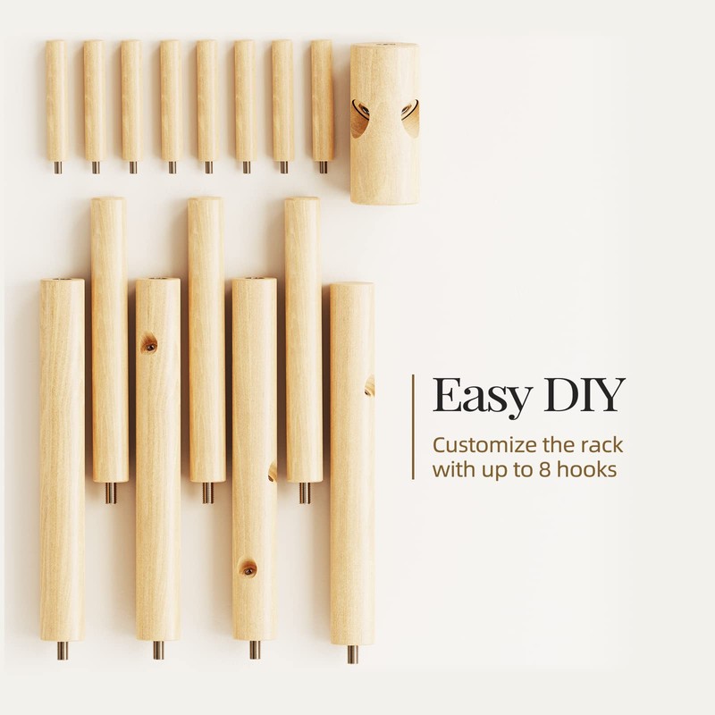 Pipishell Coat Rack Sturdy Wooden Coat Rack Stand, Adjustable Coat