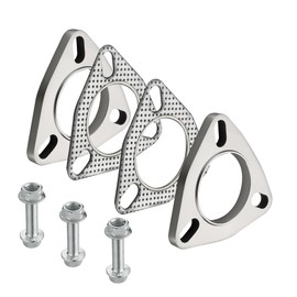 EVIL ENERGY 2.5 Inch 3 Bolt Exhaust Flange Connection Kit, Stainless Steel Exhaust Flange and Gasket Set with Bolts and Nuts, Exhaust Flanges with Flange Edge for Easier Welding, 2 PCS