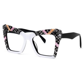 Zeelool Trendy Oversized Cat Eye Glasses Frame with Non-prescription Clear Lens for Women ZJGA464929-03 White