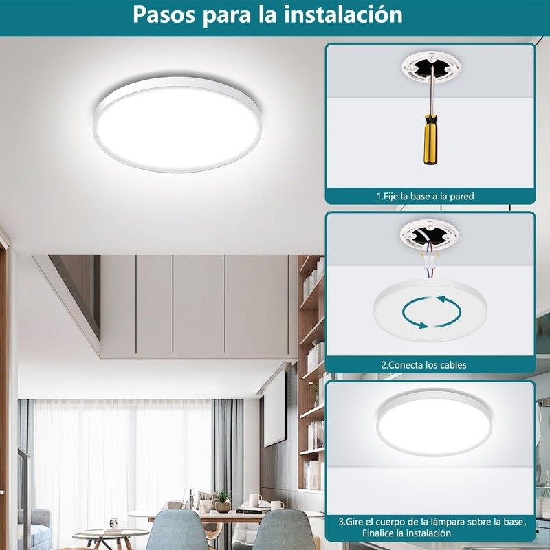 Ouyulong LED Ceiling Light Bathroom Ceiling Light 18W 1620LM 6500K