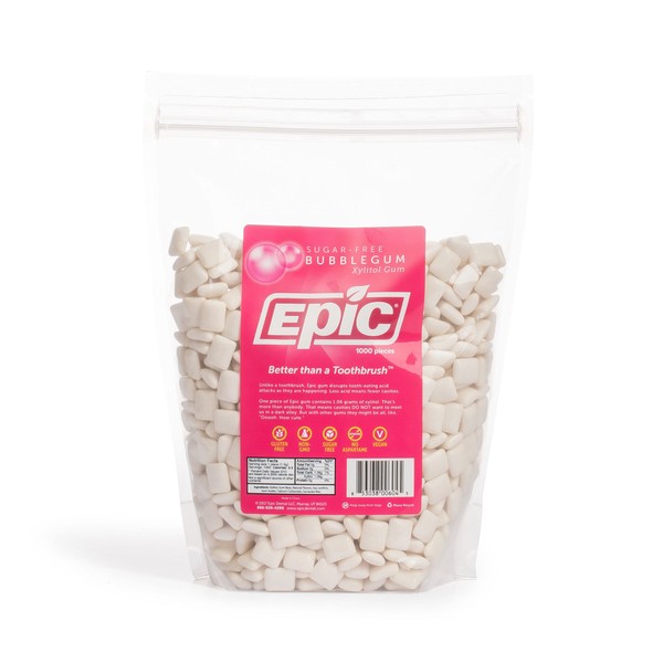 Epic 100% Xylitol-Sweetened Chewing Gum (Bubblegum, 1000-Count Bulk Bag)