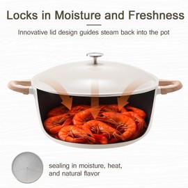 USELUCK 24Pcs Pots and Pans Set with Aluminum Lid, Nonstick Ti-Ceramic Cookware Sets, Induction Cookware Non Stick Cooking Set w/Frying Pans & Saucepans(PFOS, PFOA Free)-White