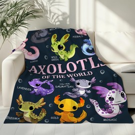 Axolotl Blanket for Girls Boys, Axolotl Gifts for Girls Boys, Axolotls of The World Blanket, Axolotl Lover Gifts Blanket, Axolotl Throw Blanket, Salamander Gifts Flannel Home Decor 50''x 60''
