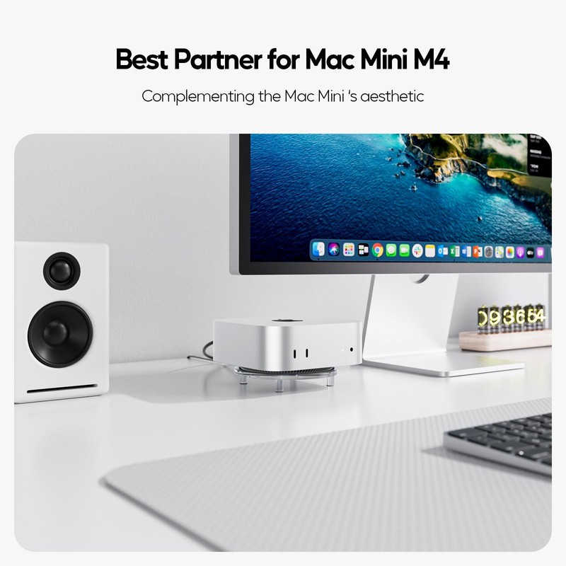 PULWTOP Clear Acrylic Desk Stand for Mac Mini M4/M4 Pro