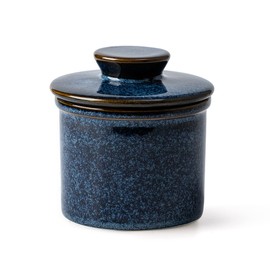 XELA Ceramic Butter Crock, The Original Reactive Glaze, Butter Dish With Water Line for Spreadable Fresh Butter - Kiln Turns Blue