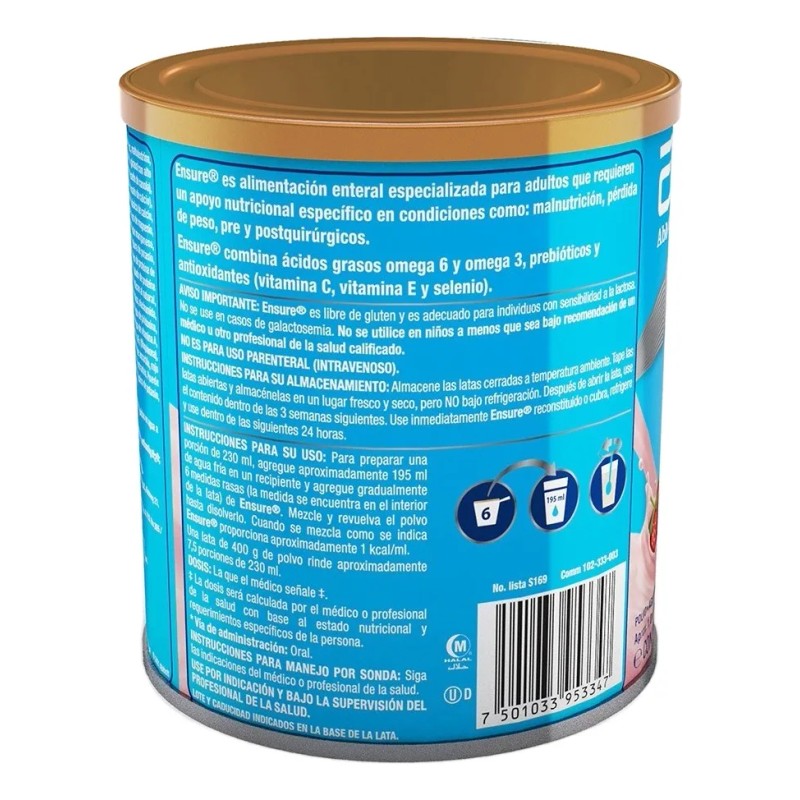 Suplemento En Polvo Clásico Fresa Lata 400g Ensure