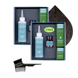 Color para Cabello y Barba para Mezclar Grises Paquete de 2 - Marrón Medio - Kit Completo de Tinte para Cabello y Barba para Hombre At-Home Sin Amonia-Free, Color de Cabello Demi-Permanente