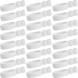 Yuxung 72 Pcs Neon Sweatbands Set 24 Pcs Athletic Headband 48 Pcs Tennis Gymnastics Wristbands International Countries Sports Games Competitions for Men Women Party Supplies(White)