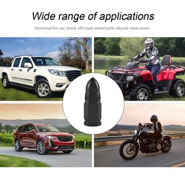 FALVFUN 4PCS Car Tire Valve Stem Caps, Bullet Style Dustproof Vehicle Air Cover, Aluminum Alloy Waterproof Automotive Valve Dust Caps Accessories, Universal for Trucks, Bikes, Motorcycles (Black)