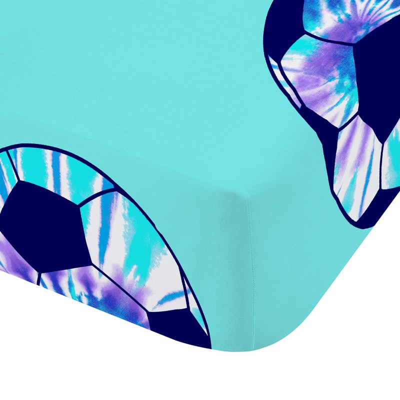 Catherine Lansfield Kids Tie Dye Football Single Fitted Sheet Blue