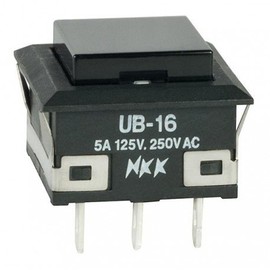 NKK SWITCHES UB16KKW01N-A SWITCH, PUSHBUTTON, NON-ILLUMINATED, SPDT, 5A, 250VAC (1 piece)