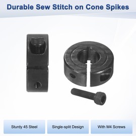 M METERXITY 2-Pack Single Split Shaft Collar 10mm Bore 45 Steel Clamp-On Shaft Collars 24mm OD, 9mm Thickness with M4 Set Screw for Stoppers/Machinery [Black]