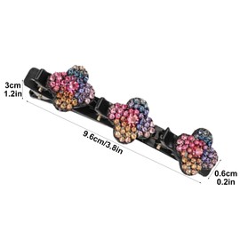 4 Pcs Glittering Crystal Hair Clips Set - Double Layer Elegant Braided Hair Clips with Rhinestone Flowers for Styling Women & Girls