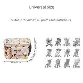 Wickeltasche Kinderwagen Universal, Großer Kinderwagen Windel Organizer mit Schulterriemen und Getränkehalter/Becherhalter, Kinderwagentasche zur Aufbewahrung von Milchpulverdosen und Spielzeug