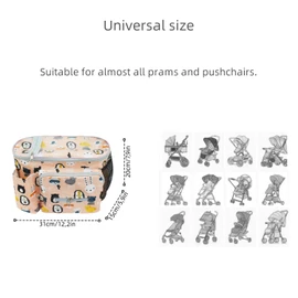 Wickeltasche Kinderwagen Universal, Großer Kinderwagen Windel Organizer mit Schulterriemen und Getränkehalter/Becherhalter, Kinderwagentasche zur Aufbewahrung von Milchpulverdosen und Spielzeug