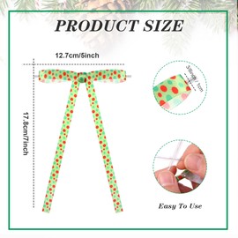 Canlierr 48 Pcs Christmas Mini Tree Bow Lime Green Polka Dot Christmas Wreath Bow Christmas Twist Tie Bow Decorative Bow for Xmas Trees Garland Ornaments Gift Wrapping Crafts