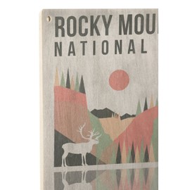 Rocky Mountain National park, Estes park, Colorado, Elk, Geometric Opacity Press Birch Wood Wall Sign (10x15 Rustic Home Decor, Ready to Hang Art)
