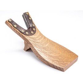 Chuck's Woodbarn Boot Jack Puller - Solid Oak & Bison Leather Beefcake Extra Grip Boot Remover for Cowboy Boots | Premium Boot Remover | Durable Shoe Jack - (Bullet Shells)