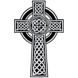 Celtic Cross Large Iron-On Patch White Embroidered Relgious Gaelic Irish Crucifix