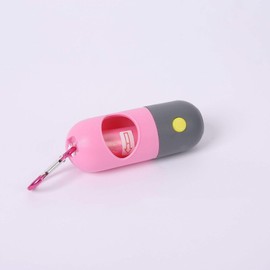 Generic Dog Poop Bag Dispenser, Bag Holder, Includes Extra Bag Roll for Convenience, with Leash Click and Built-in Flashlight (Pink)