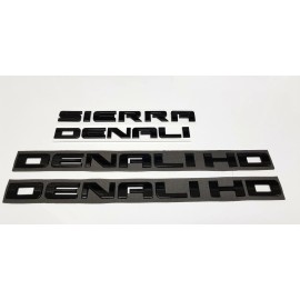 GM 4PCS Gloss Black GMC SIERRA DENALI HD Duramax 2500HD 3500HD Letters Emblem Badge