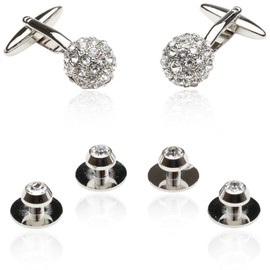 Cuff-Daddy Crystal Ball Cufflinks Studs with Presentation Box