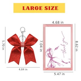 Glitter Cheer Bow Keychain for Cheerleading Coach Gifts for Women Thank You Gift for Cheer Coach Birthday Gifts from Team, Red Cheerleader Keychain for Cheerleading Bag Charm for Cheer Coach Gift