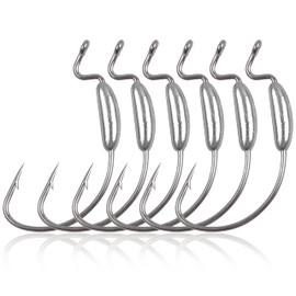 Weighted Swimbait Hooks 25pcs Weighted Fishing Hooks Offset Bass Worm Hooks Weighted Wide Gap Jig Hooks for Soft Plastic Worm Lures Swimbait Freshwater Saltwater (3.5g)