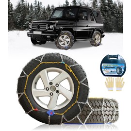NEOCHIAEVO Auto Fixing Tightening Snow Chains, Tire Chains for Car, Pickup Truck, or SUV, Multi-Weather Universal Emergency Tire Traction Chain, Easy installation, Set of 2 - HKN140