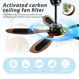 30 Pack Ceiling Fan Filters for Blades, Activated Coconut Shell Carbon Air Filter, Universal Ceiling Fan Air Purifiers for Home Office Common Household Contaminants