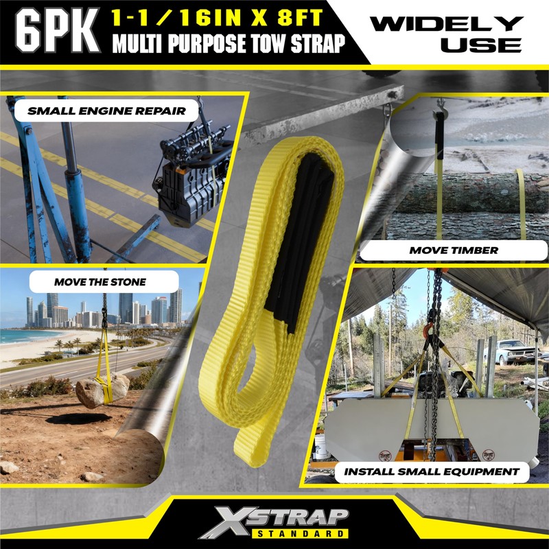 XSTRAP STANDARD 6PK 1" x8' Lift Sling Web Strap/Wear Guard