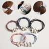 Pearl Bead High-Elasticity Unbreakable Triple Hair Tie 5-Piece Set / 진주구슬 고탄력 끊어지지않는 트리플 헤어끈 5개세트