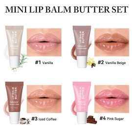Petansy 4PCS Summer Special Lip Butter Balm - Conditioning Lip Mask and Lip Balm for Instant Moisture,Natural Ingredients Vegan Non-Sticky Lip Glowy Balm，Soothing Lip Care