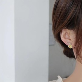 MALOYANVE Lemon Earrings for Women Sparkly Cute Fruit Shape Statement Sterling Silver Cubic Zirconia Stud Earrings Jewelry Gifts, Zinc, Rhinestone