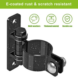 Insaga Gate Hinges Heavy Duty Carbon Steel Chain Link Fence Parts Electroplated Finish, Removable Bolts for Wall Mount, Fits 1-7/8'' Outer Diameter Pipes/Posts for Farm, Fence Gate (2Pack, Black)