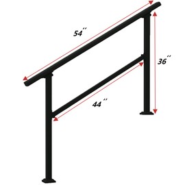 Handrails for Outdoor Steps,1-4 Step Stair Handrail & Indoor Stair Railing Kit，Black Railings for Outdoor Steps and Hand Rails for Seniors for Porch（4 Step）