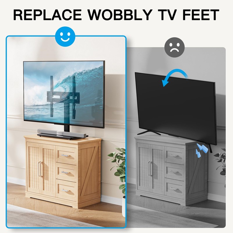 PERLESMITH Universal Swivel TV Stand-Table Top TV Stand for 32-65