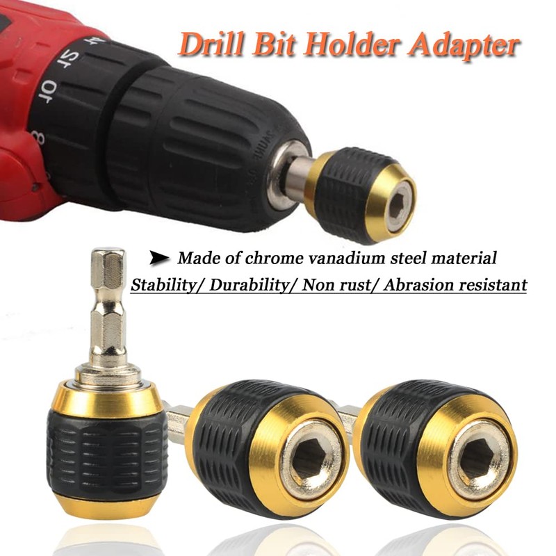 Mesee 3 Pcs Self-locking Drill Bit Holder 50mm, 1/4 Inch