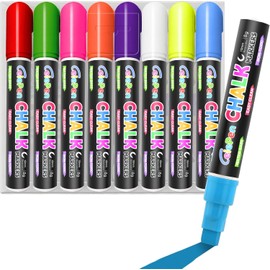Celepen Window Chalk Markers for Cars Glass Washable, 8 Colors Jumbo Liquid Chalk Marker Pens with 10mm 3 in 1 Nib Wide Tip, Chalkboard Markers Car Window Paint Pen for Auto, Mirror, Poster