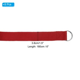 PATIKIL Yoga Strap for Stretching 6 Feet, 6Pcs Cotton Yoga Belt with Adjustable Metal D-Ring Buckle Stretch Bands for Fitness Pilates, Red